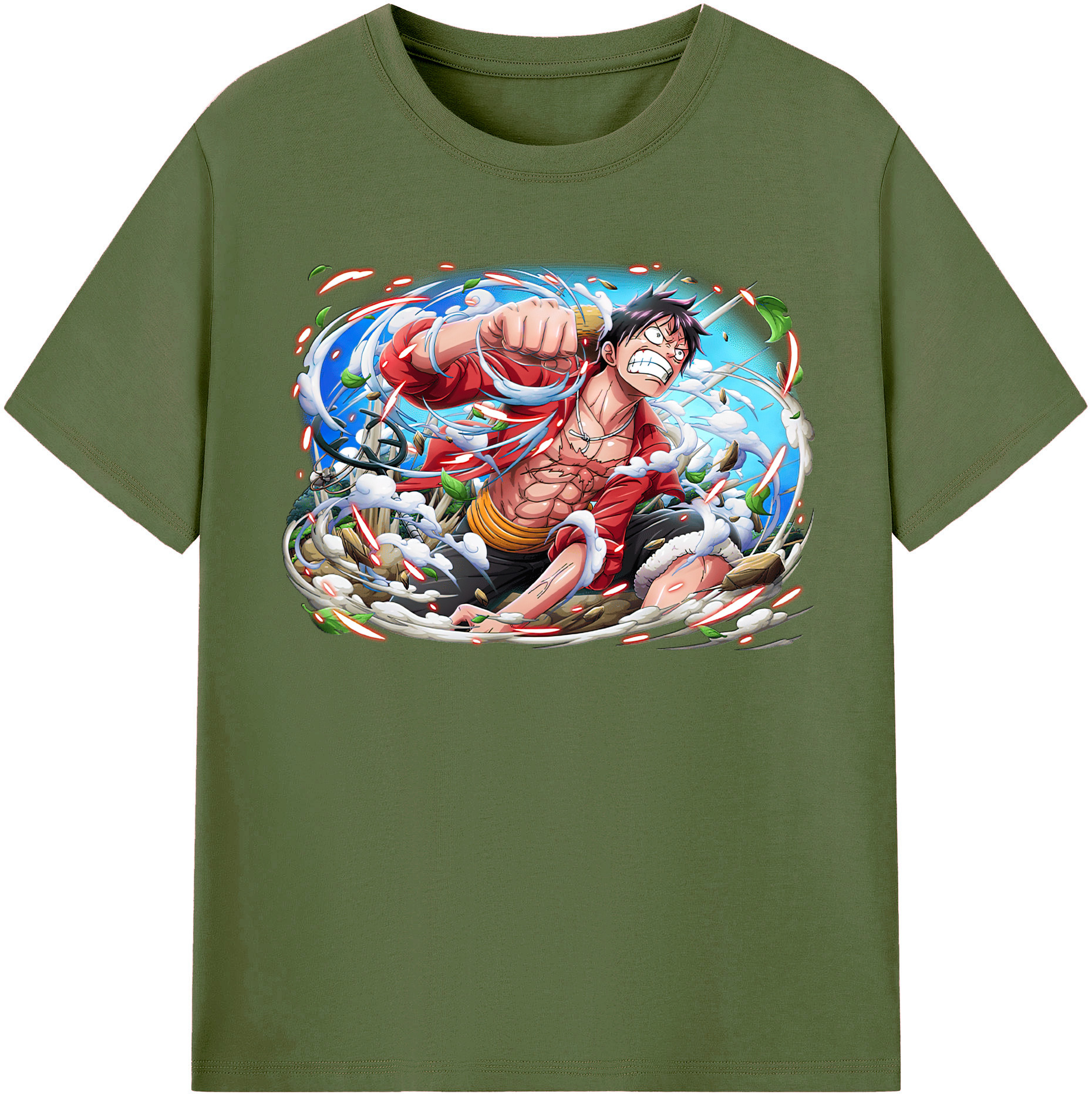 ワンピース モンキー・D・ルフィ ONE PIECE Monkey D. Luffy 綿100％半袖Tシャツ（フロントプリント）
